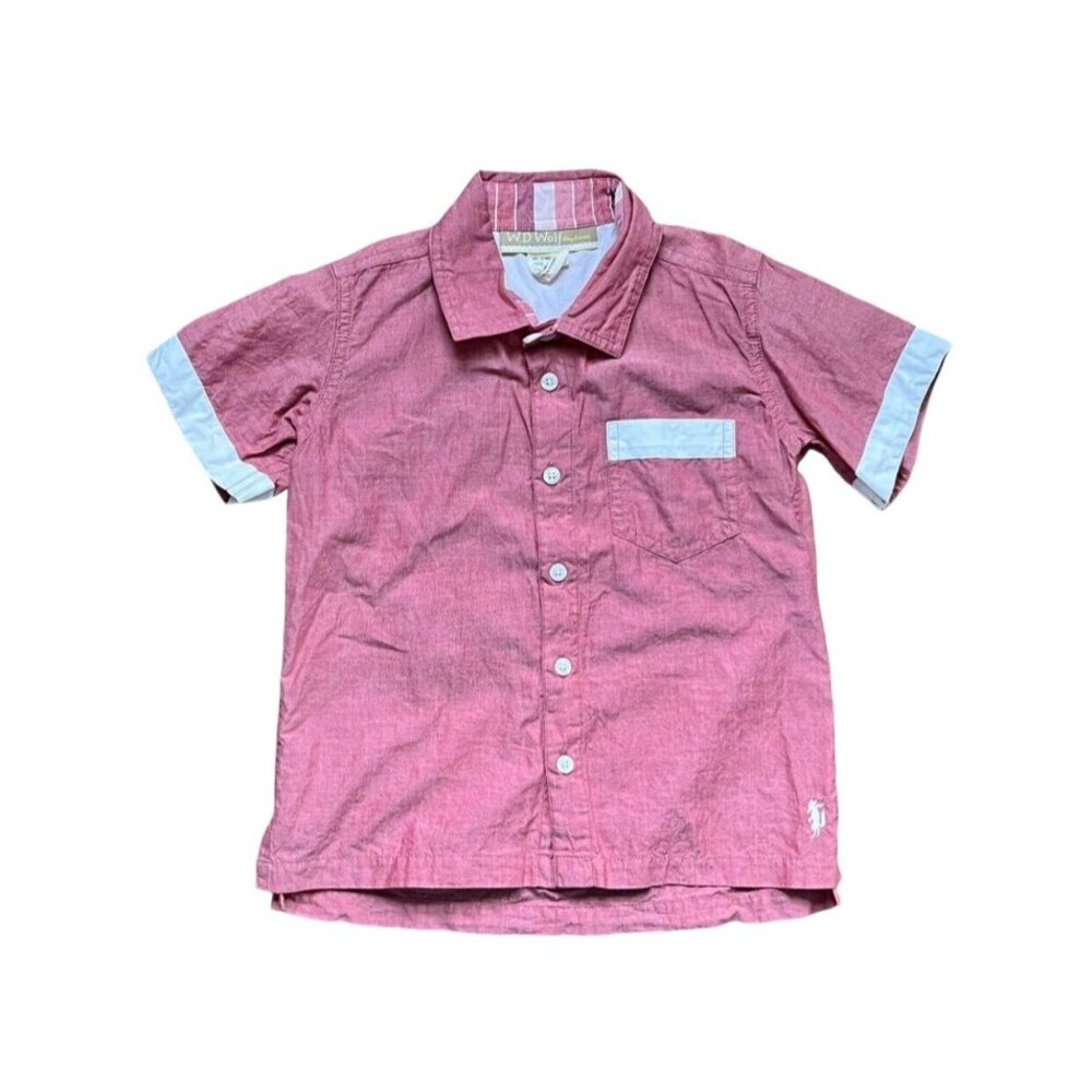 Well Dressed Wolf Red Pocket Short Sleeve Dress Shirt sz 5